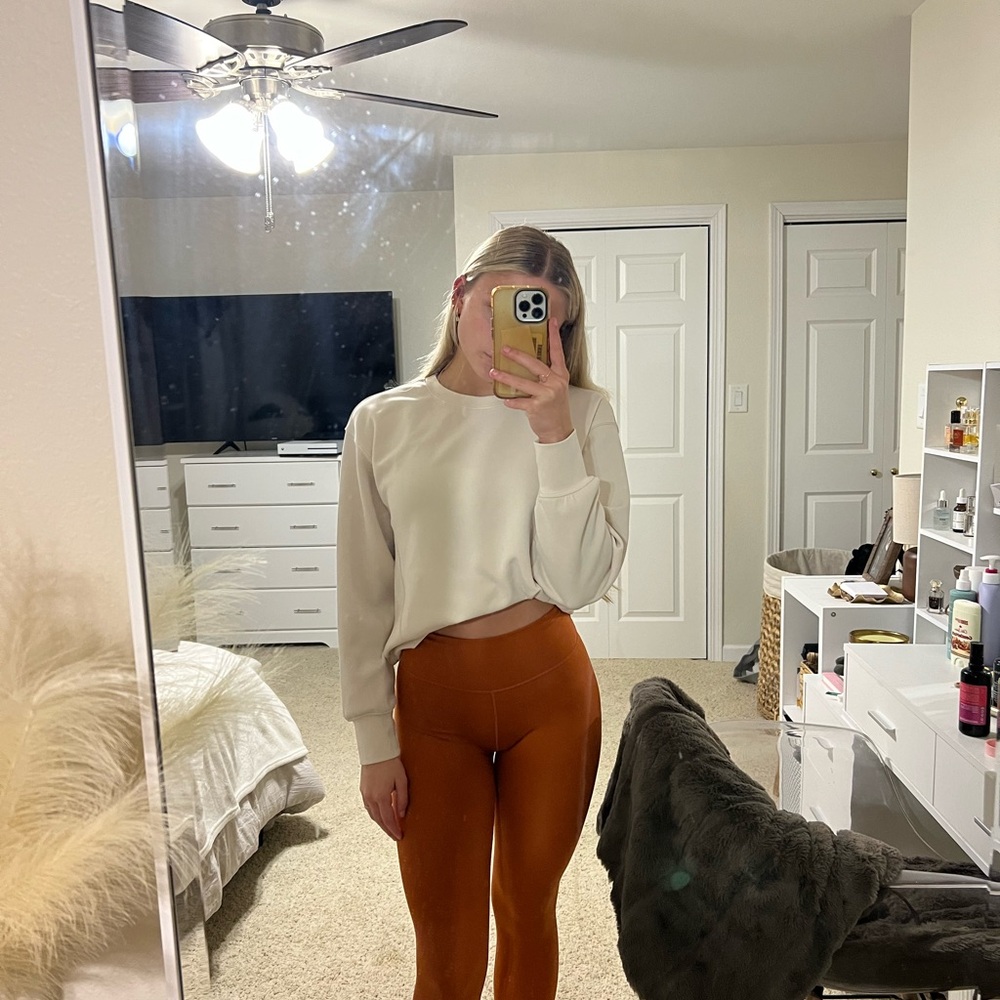 Nike White and Orange Leggings High-Performance Activewear
